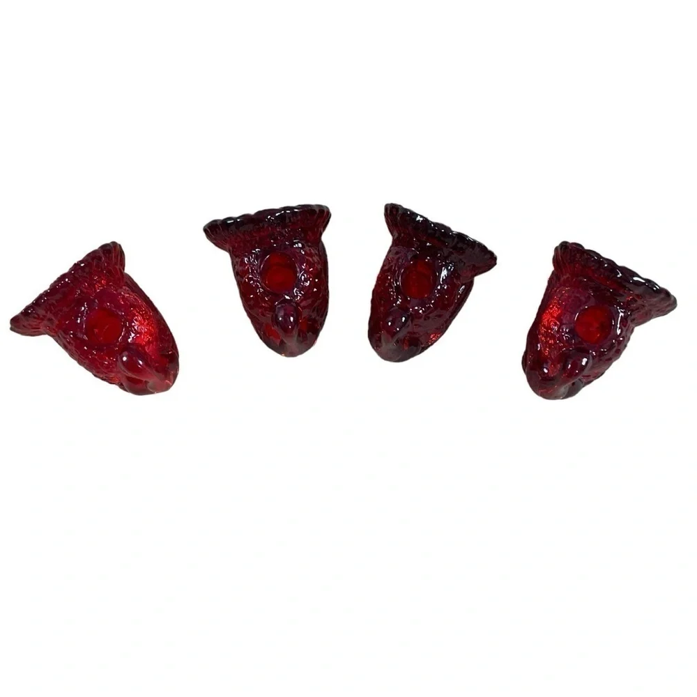 4 Williams-Sonoma Cranberry Turkeys Tapers Candles Holder Cranberry Amberina